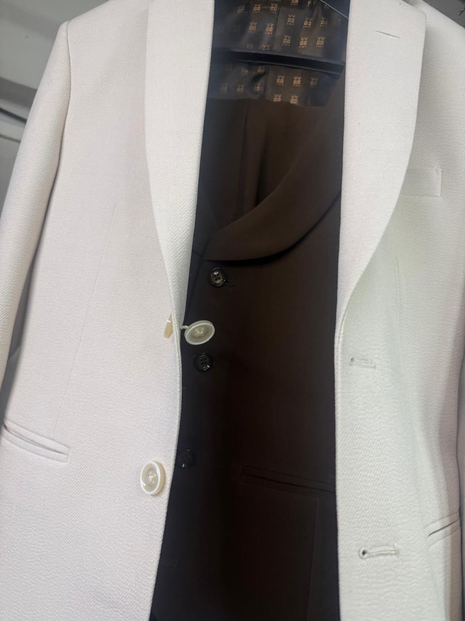 Ivory Textured Blazer with Chocolate Brown Waistcoat