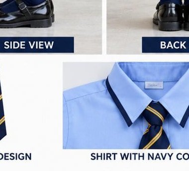 Shirt with navy collar